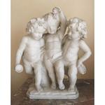 White marble sculpted group 3 putti