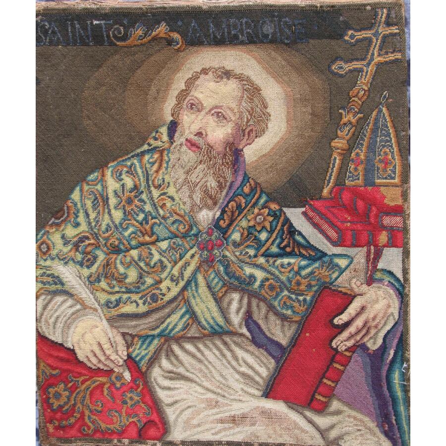 Tapisserie au petit point époque XVIII "Saint Ambroise"