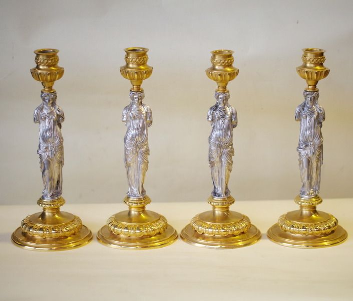 BARBEDIENNE & Co 4 bougeoirs 1880