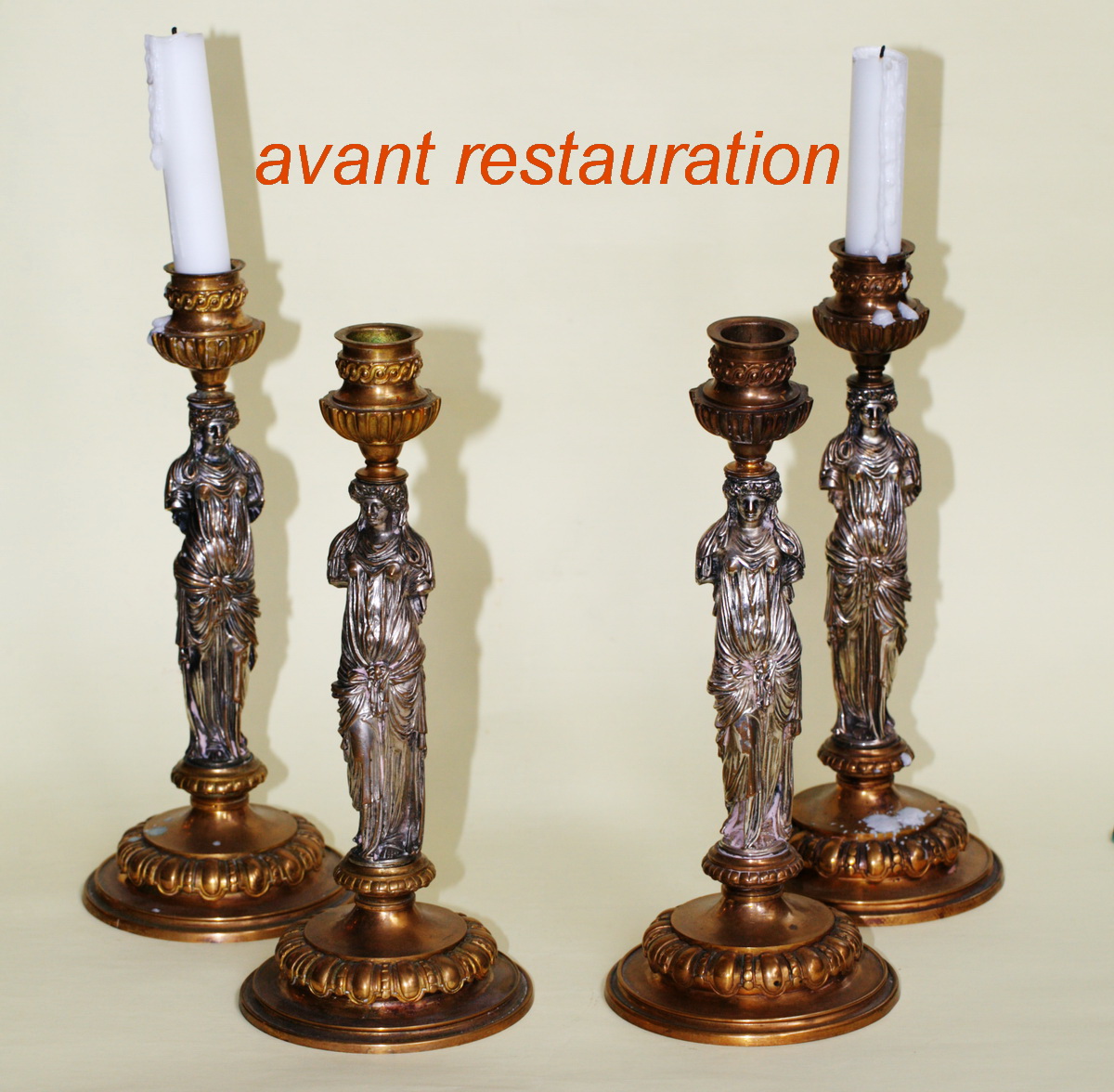 BARBEDIENNE & Co 4 bougeoirs 1880
