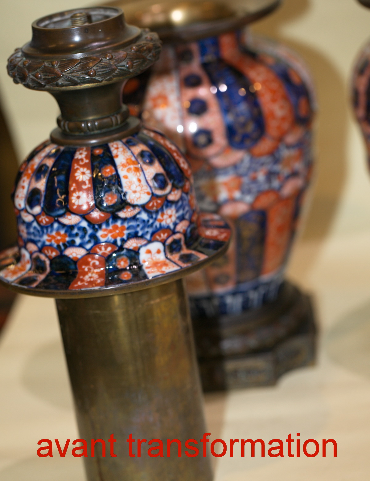 Paire de lampes imari fin XIX