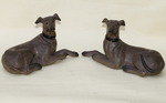 Chiens en terre cuite polychrome 1880