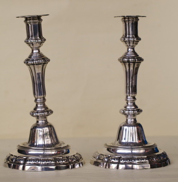 Pair of silver candlesticks XVIII