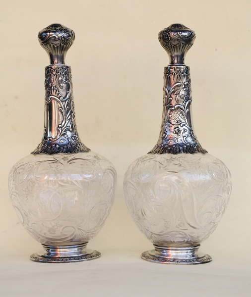 Pair of Louis XVI style carafes circa 1880