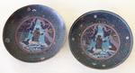 Pair of plates in piedouche in enamels divided up