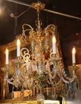 Crystal and bronze chandelier early XX