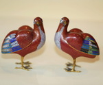 Pair of quail cloisonn China 18th