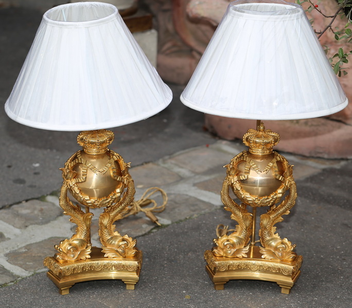 Lampes à partir de bouts de chenets fin XIX