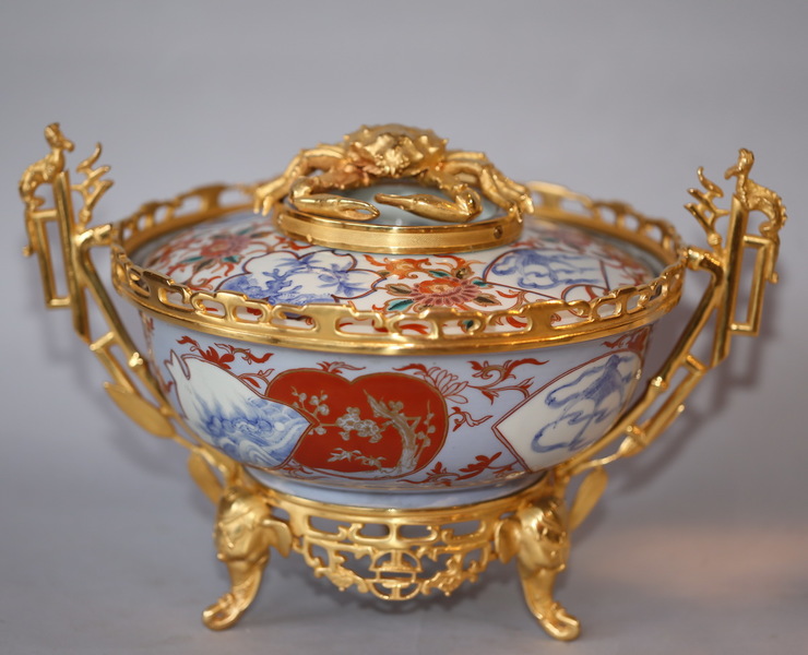 Imari porcelain gilt bronze end XIX