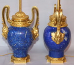 Pair of vases and bronze nineteenth Lapis Lazuli