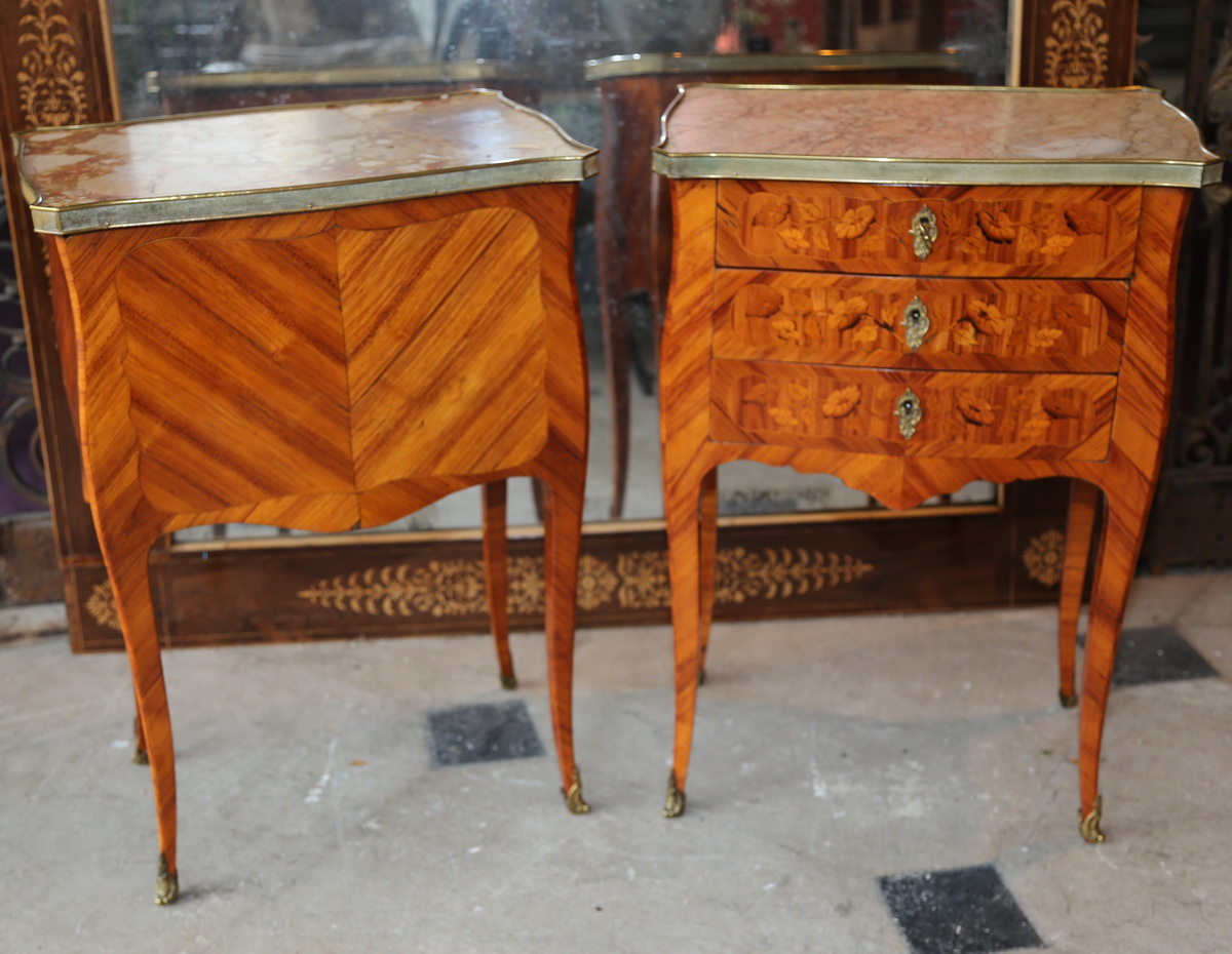Pair of Louis XV style chiffonier tables 19th