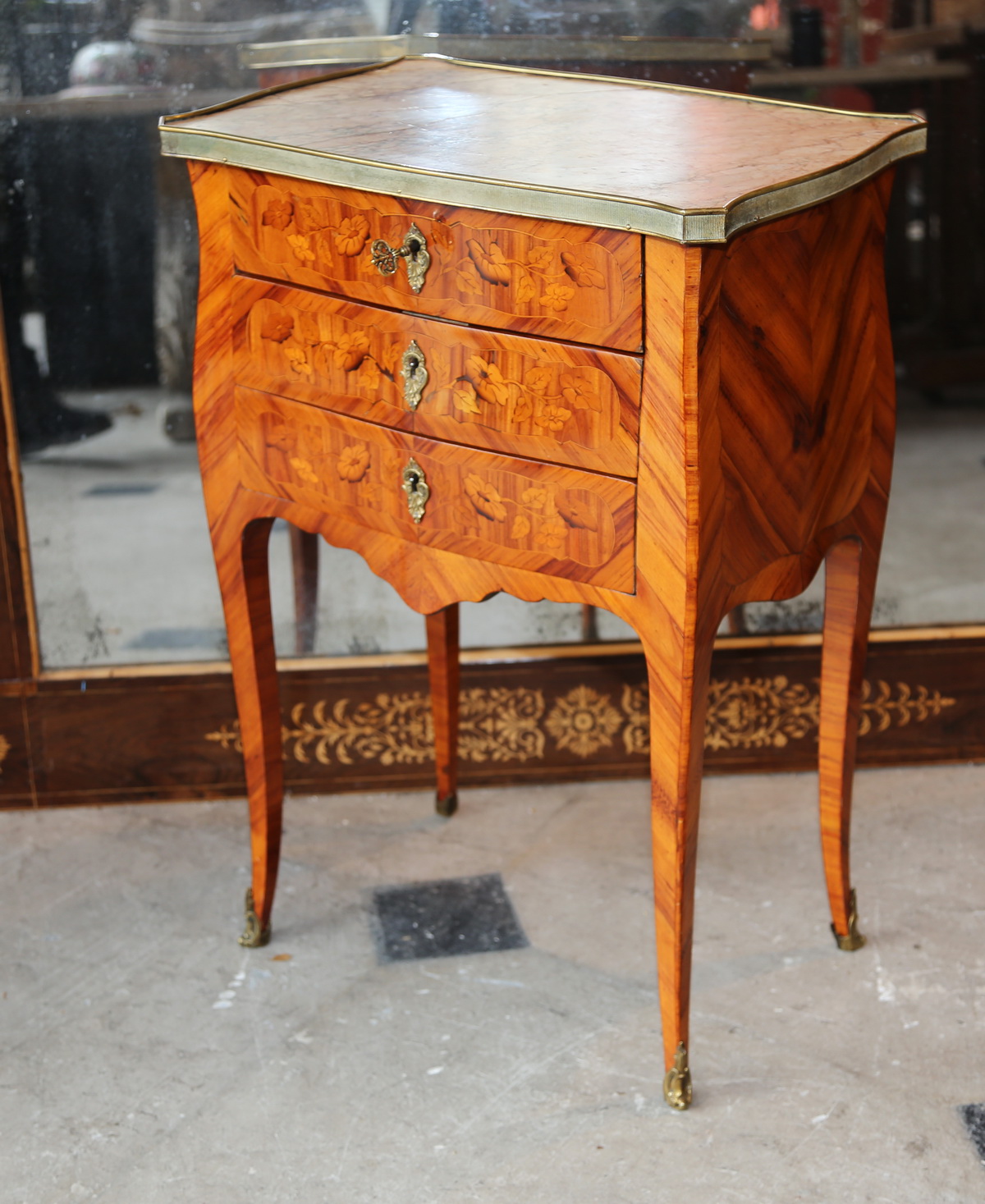 Pair of Louis XV style chiffonier tables 19th