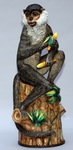 Statue of monkey in polychrome porcelain, eyes in sulphide, around 1900