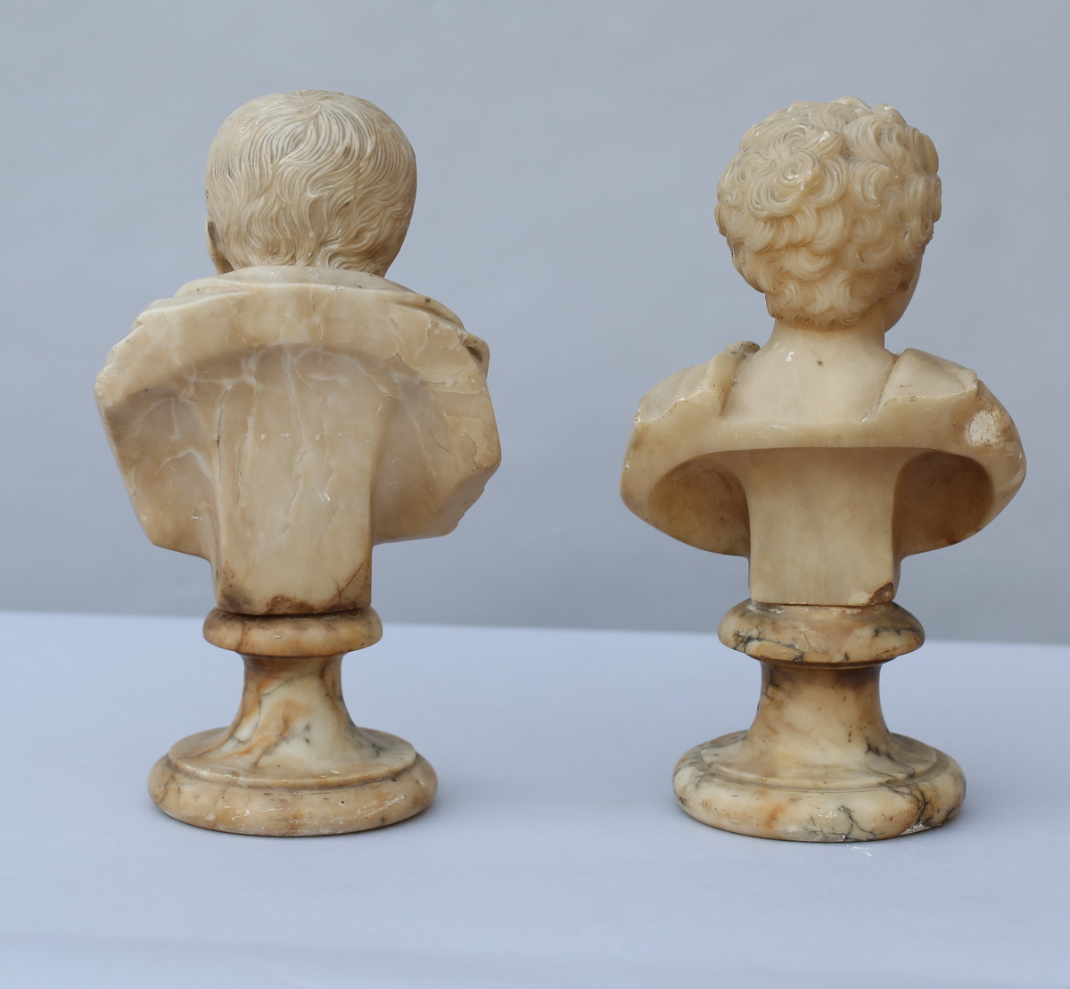 Paire de bustes Neron et Aurele Italie XIX