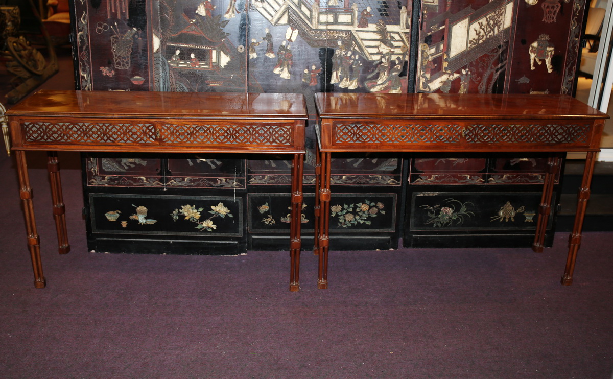 Pair of nineteenth mahogany consoles