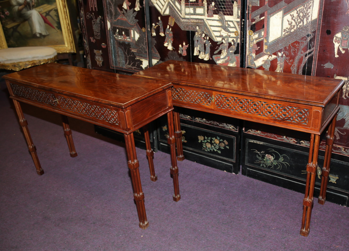 Pair of nineteenth mahogany consoles