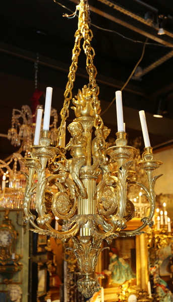 Lustre style Louis XVI bronze doré XIX