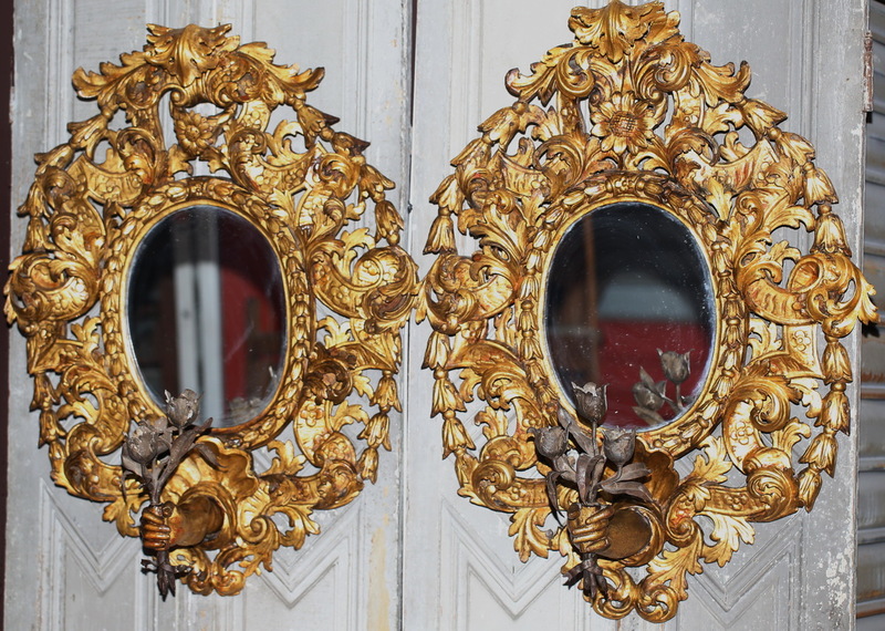 Paire de miroirs d'appliques XVIII
