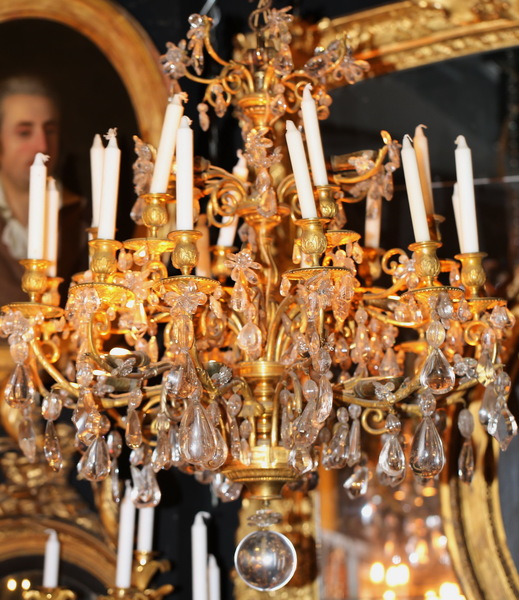 Bronze chandelier and rock crystals circa 1800