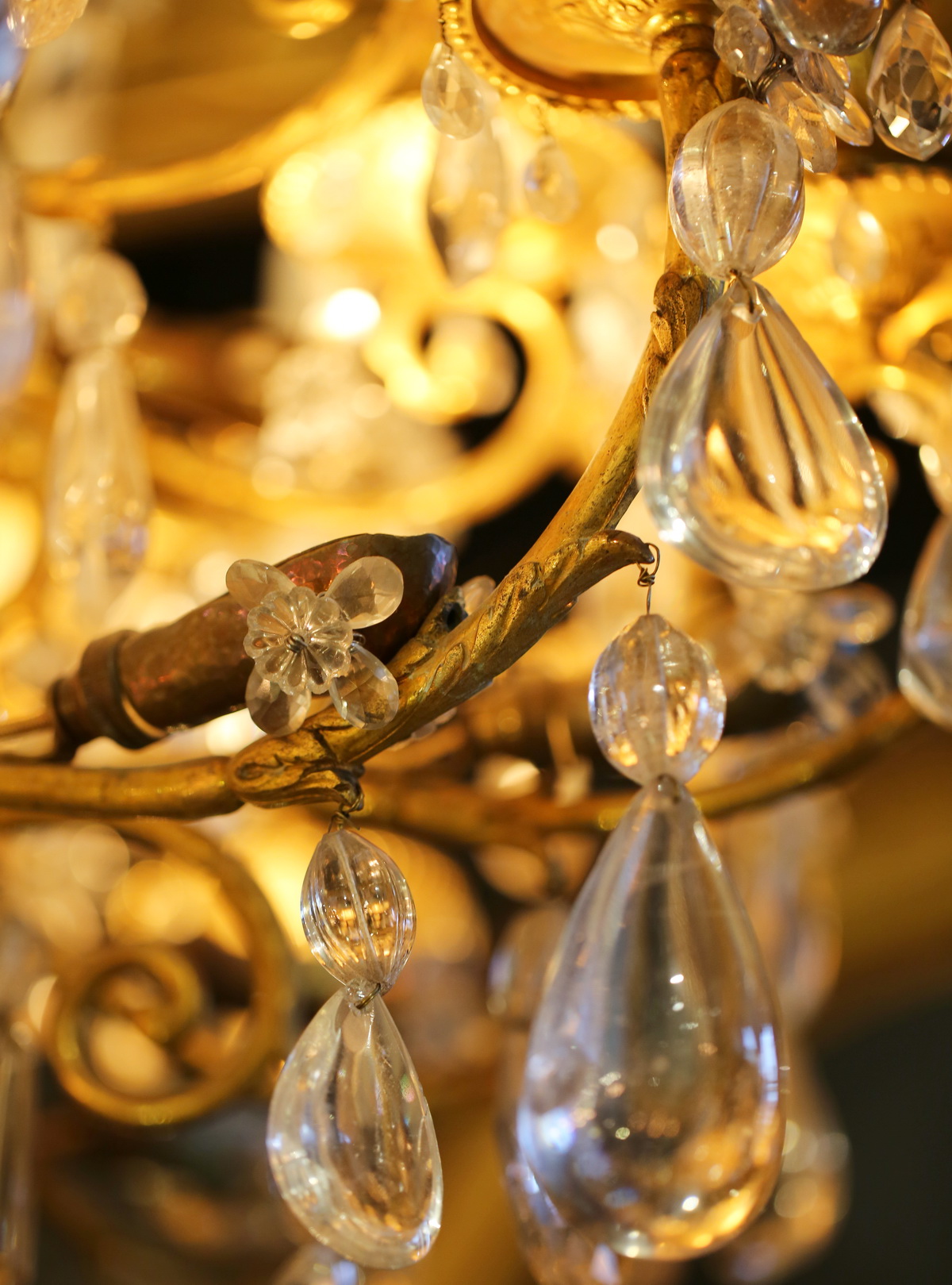 Bronze chandelier and rock crystals circa 1800