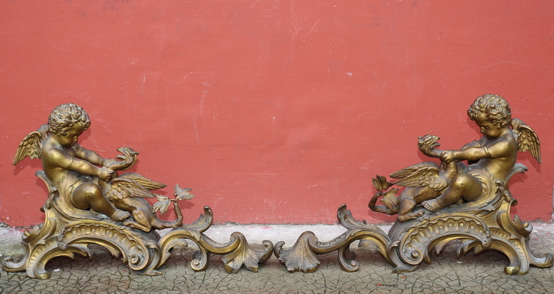 Paire de feux de cheminée époque XIXème