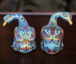 XIXth China, enameled ducks.