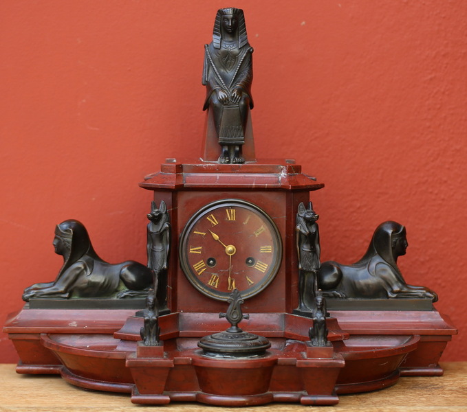 Egyptomania inkwell clock circa 1880