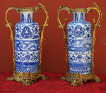 Pair of Chinese XVIII vases, XIX bronze mount