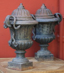 Pair of cast iron vases circa 1880