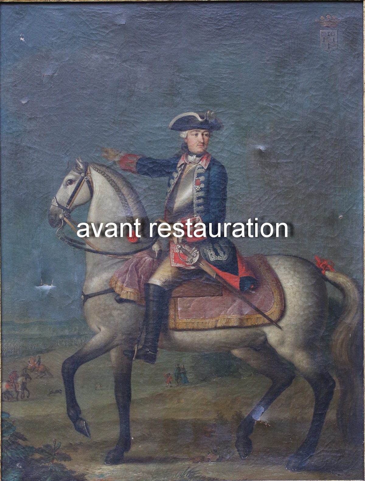 French school of the 18th century, equestrian portrait 