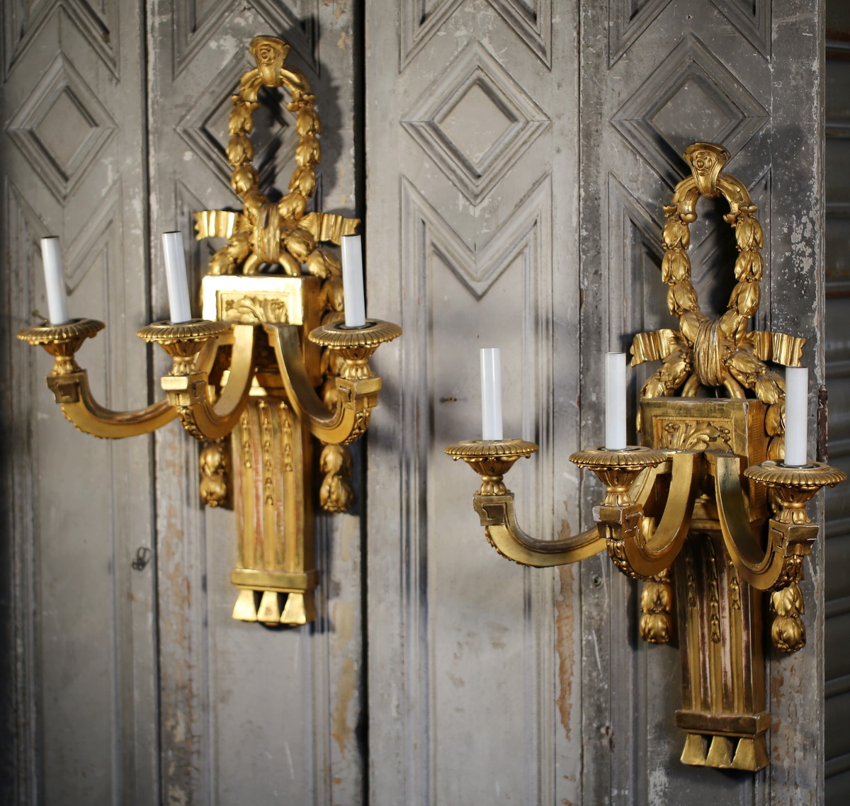 Pair of Louis XVI style wall lights 