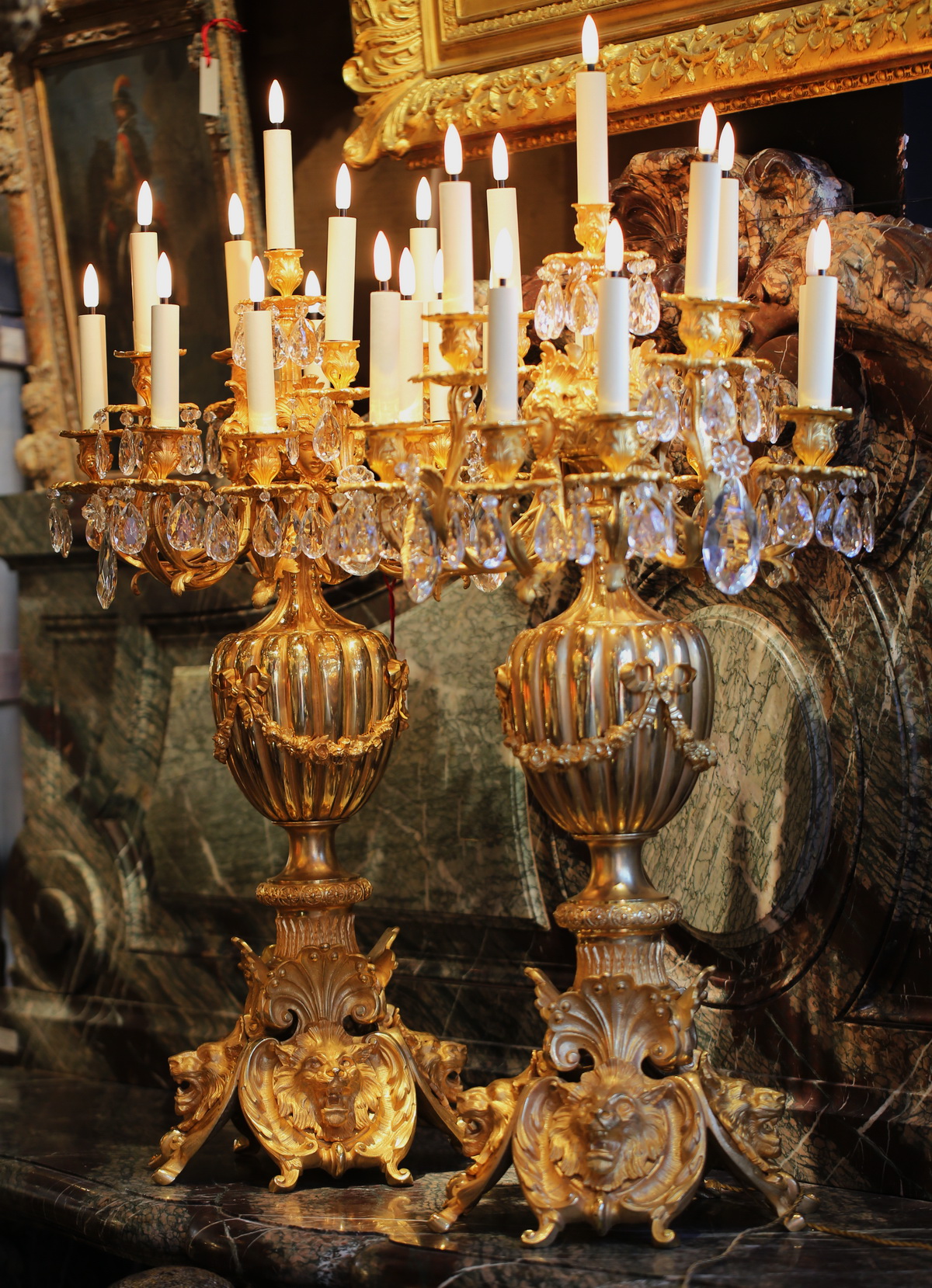 Pair of monumental candelabras circa 1850