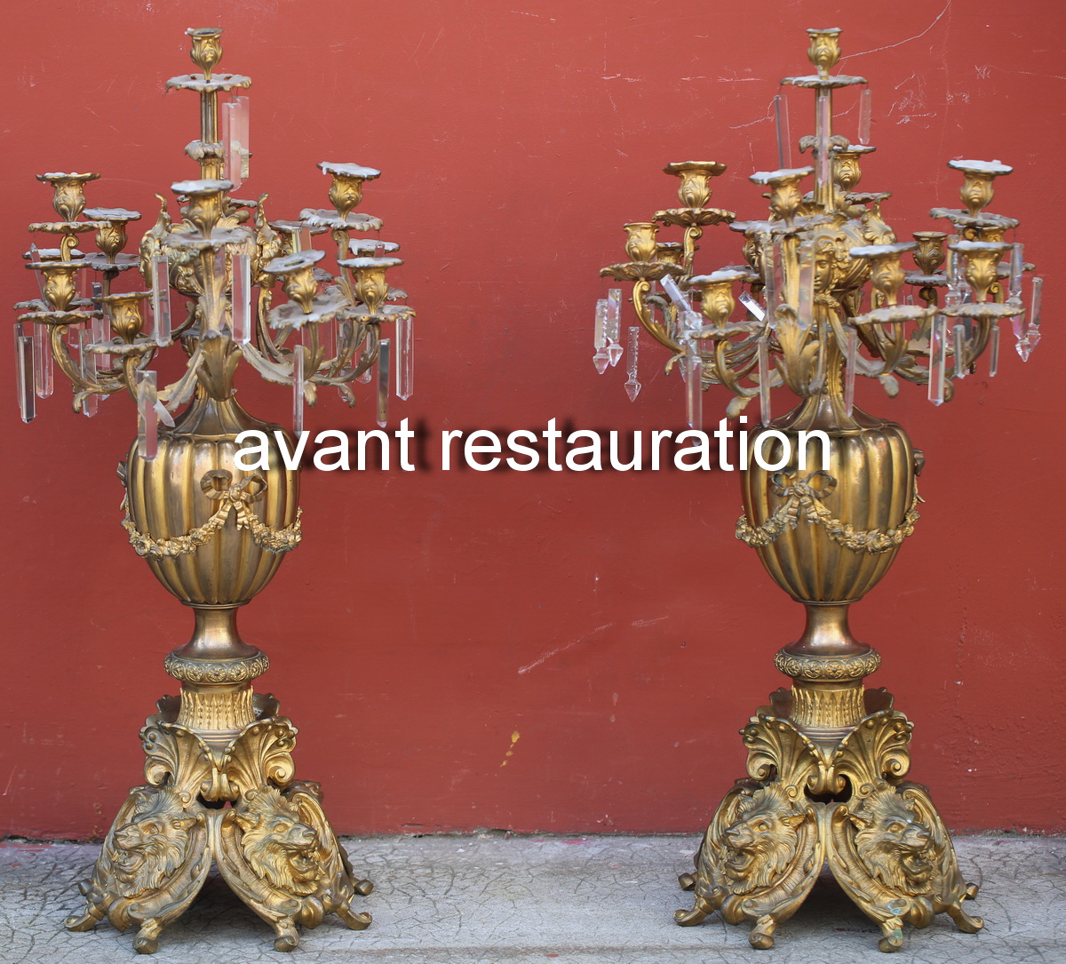 Pair of monumental candelabras circa 1850
