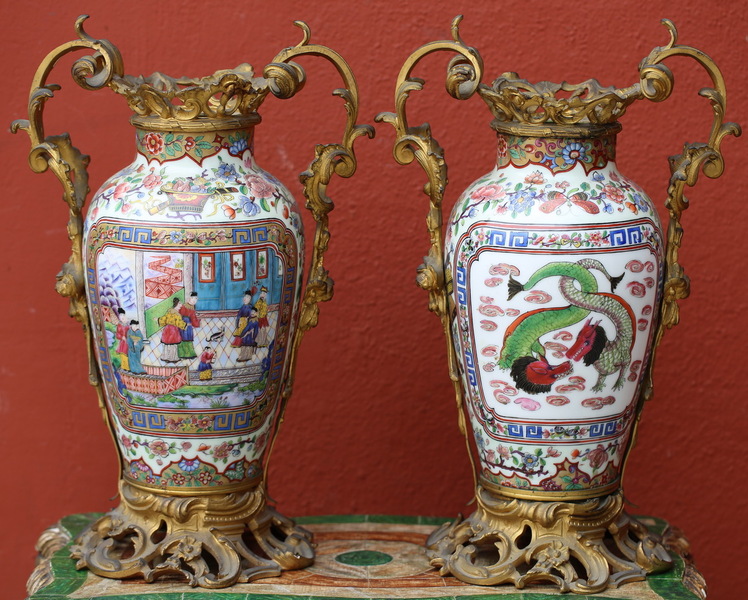 Paire de vases Canton XIXème
