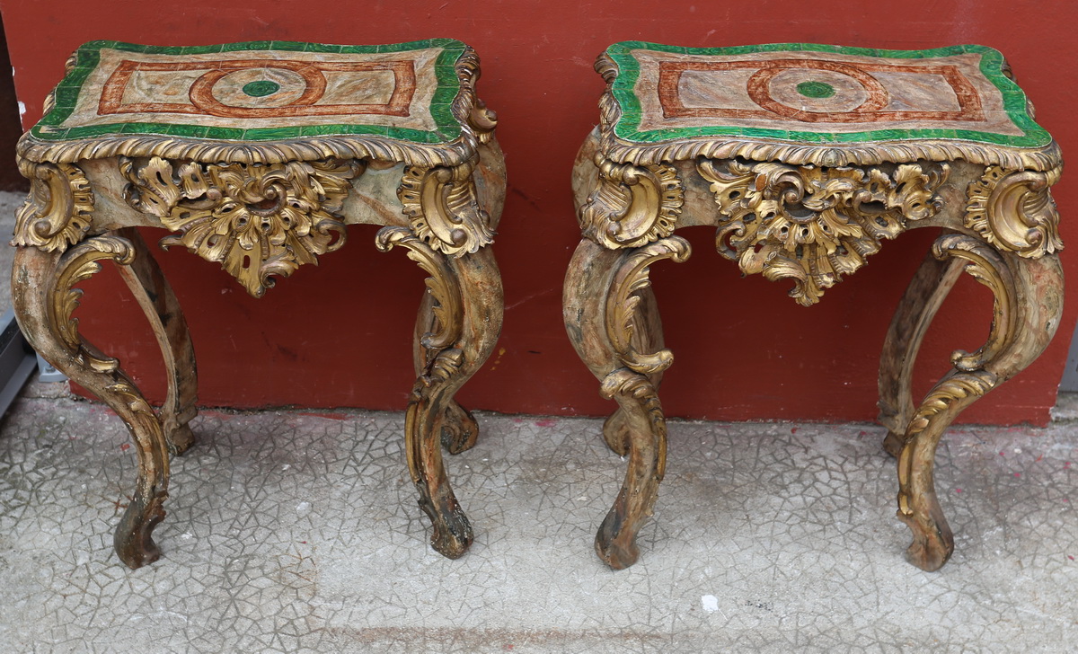 Pair of Louis XV style console tables