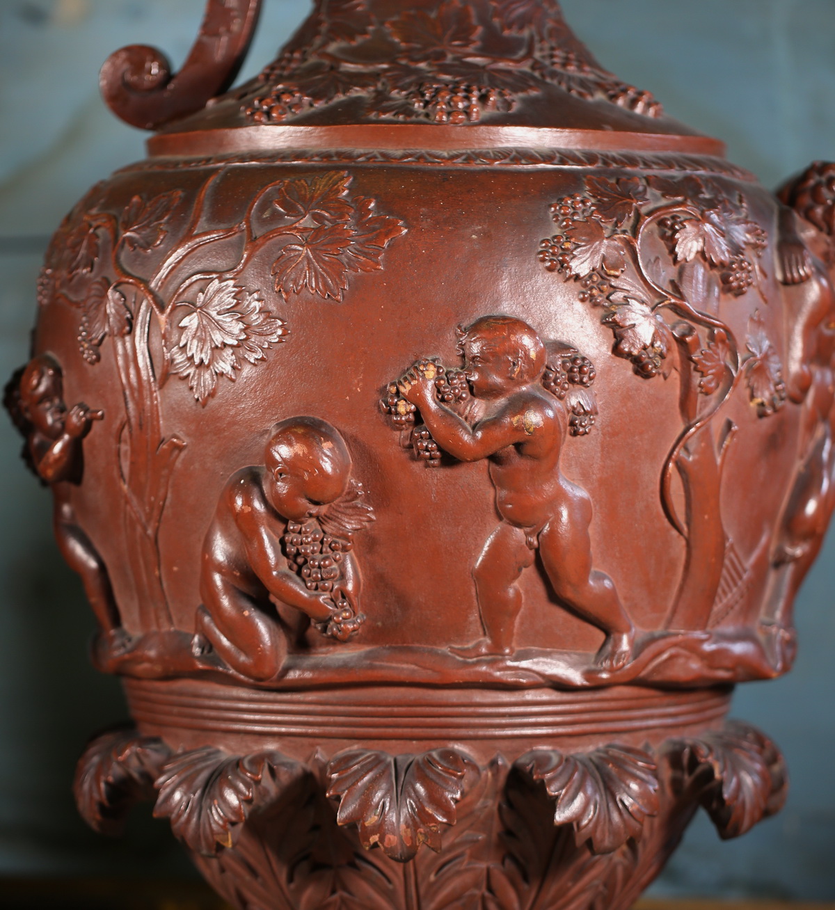 Pair of large Neptune Bacchus ewers