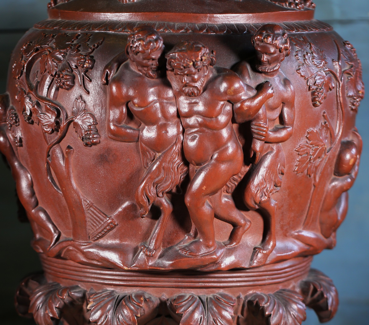 Pair of large Neptune Bacchus ewers