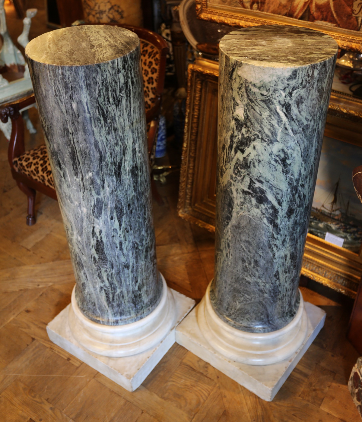 Paire de colonnes marbre XIXème