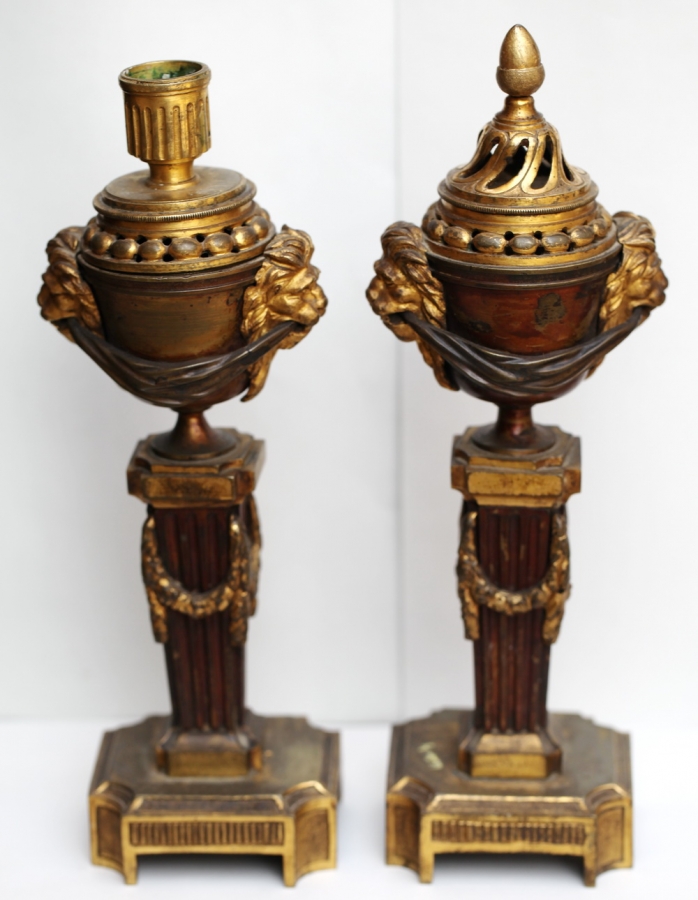 Pair of candlesticks cassolettes 18th