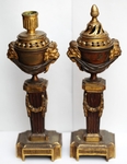 Paire de bougeoirs cassolettes XVIII