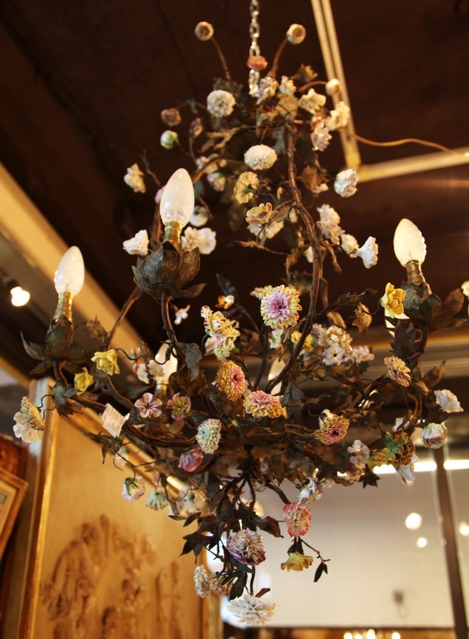 Lustre cage Fleurs circa 1880