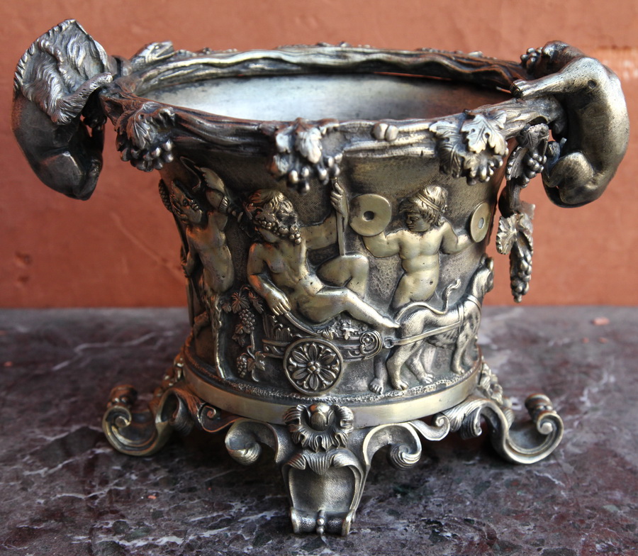 Jardinière bronze argenté 1880