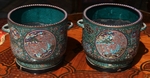 Paire de cache pots en &eacute;maille cloisonn&eacute;