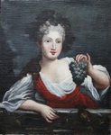 Ecole Française XVIII "Jeune femme au raisin"